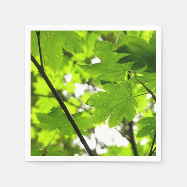Maple Leaves with Raindrops Napkin (Front)