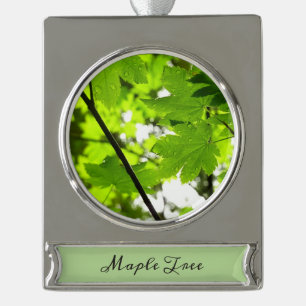 Maple Leaves with Raindrops Silver Plated Banner Ornament