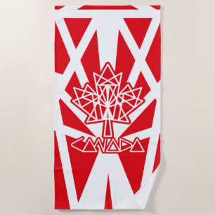 MAPLE MADE WITH TRIANGLES CANADA FLAG BY MASANSER BEACH TOWEL