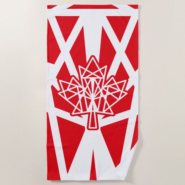 MAPLE MADE WITH TRIANGLES CANADA FLAG BY MASANSER BEACH TOWEL (Front)
