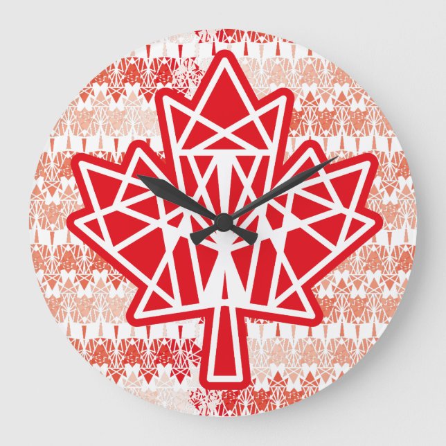 MAPLE MADE WITH TRIANGLES CANADA FLAG BY MASANSER LARGE CLOCK (Front)
