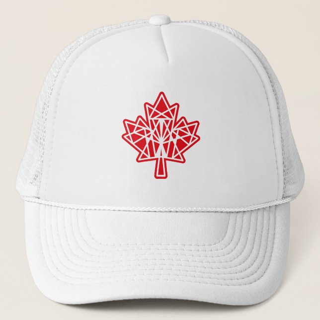 MAPLE MADE WITH TRIANGLES CANADA FLAG BY MASANSER TRUCKER HAT (Front)