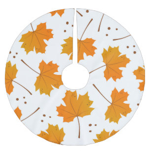 Maple Mirth: Cartoon Autumn Leaves Brushed Polyester Tree Skirt