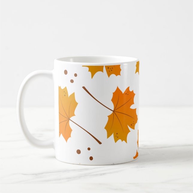 Maple Mirth: Cartoon Autumn Leaves Coffee Mug (Left)