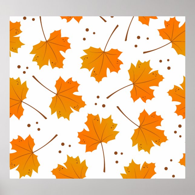 Maple Mirth: Cartoon Autumn Leaves Poster (Front)