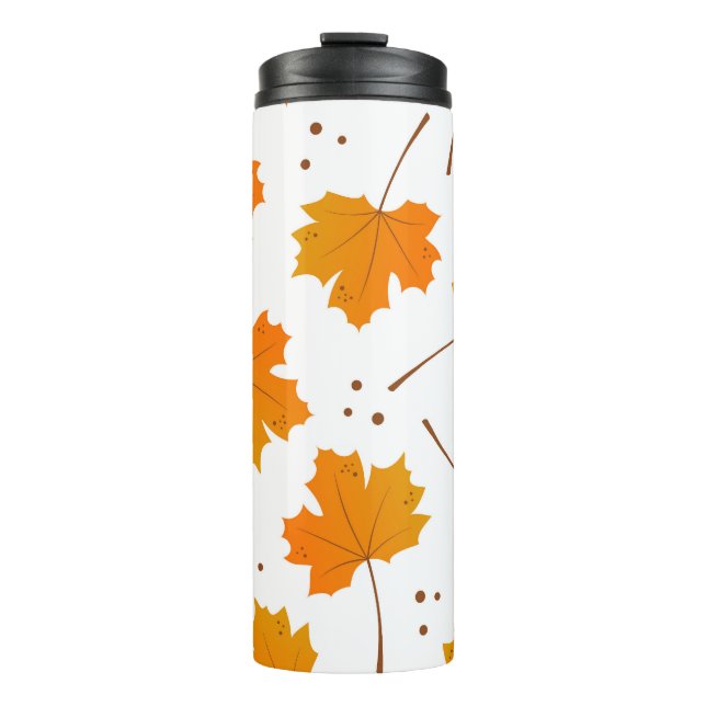 Maple Mirth: Cartoon Autumn Leaves Thermal Tumbler (Front)