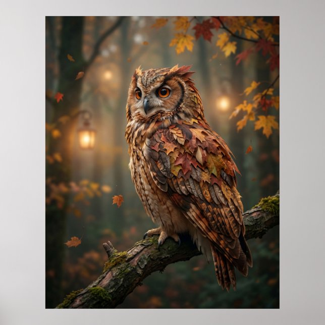 Maple Owl Autumn Glow Poster (Front)