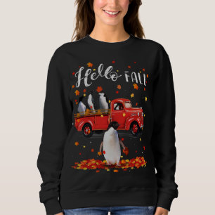Maple Penguins Leaf Fall Autumn Red Truck Sweatshirt