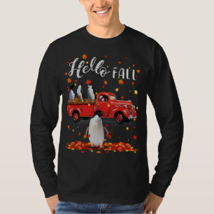 Maple Penguins Leaf Fall Autumn Red Truck T-Shirt