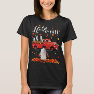 Maple Penguins Leaf Fall Autumn Red Truck T-Shirt