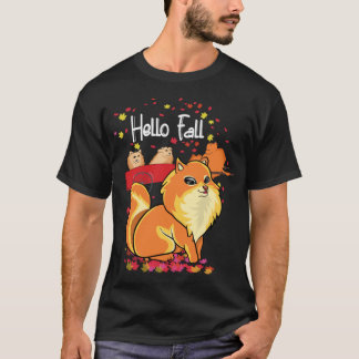 Maple Pomeranian Dog Lovers Leaf Red Truck Fall Au T-Shirt