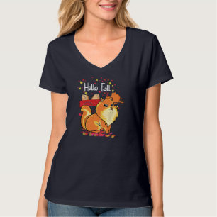 Maple Pomeranian Dog Lovers Leaf Red Truck Fall Au T-Shirt