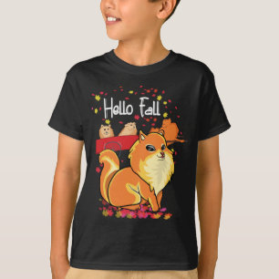 Maple Pomeranian Dog Lovers Leaf Red Truck Fall Au T-Shirt