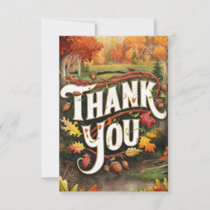 Maple Pumpkin Autumn Fall Thank You Card