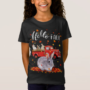 Maple Rabbit Bunny Leaf Fall Autumn Red Truck T-Shirt