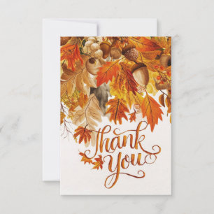 Maple Rustic Autumn Fall Thank You Card