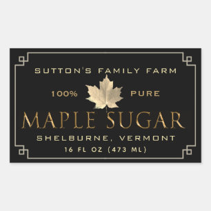 Maple Sugar Black & Gold Border Rectangular Label