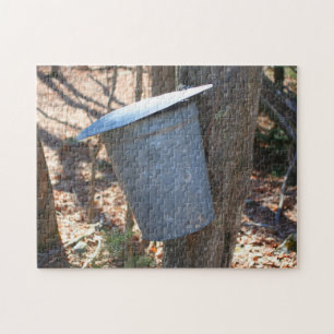 Maple Sugar Sap Bucket On Tree Nature  Jigsaw Puzzle