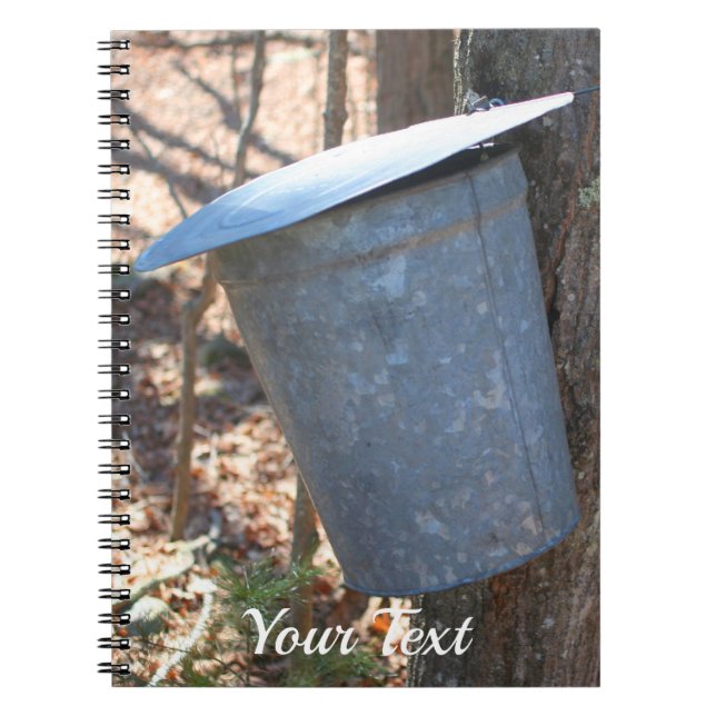Maple Sugar Sap Bucket On Tree Nature   Notebook (Front)