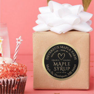 Maple Syrup 100% Pure Made by Trees Gold Heart     Classic Round Sticker