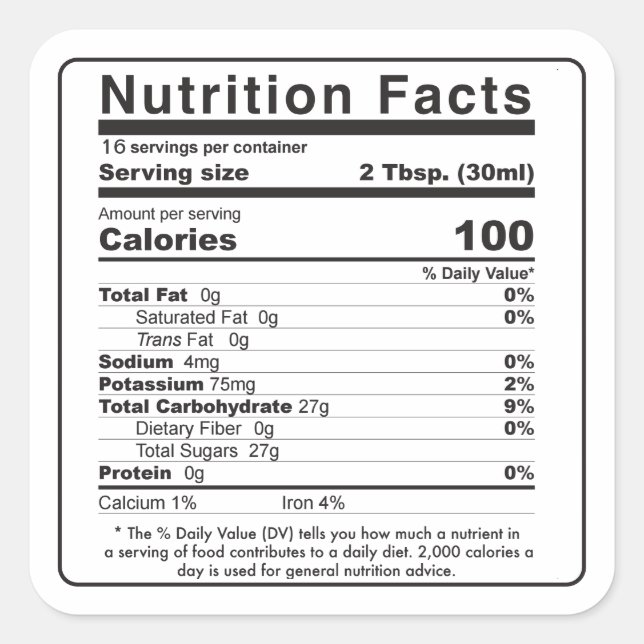 Maple Syrup 2020 Editable Nutrition Facts Label (Front)
