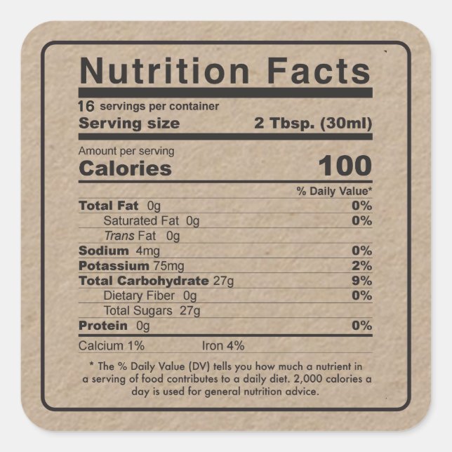 Maple Syrup 2020 Nutrition Facts Label (Kraft) (Front)