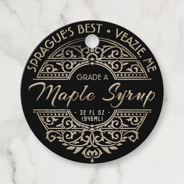 Maple Syrup Black Filagree Product Tag (Front)