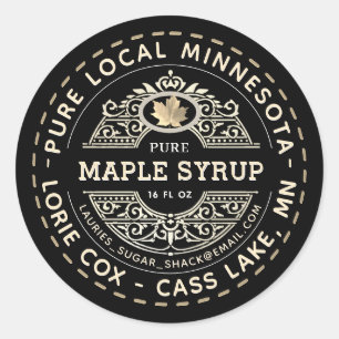 Maple Syrup Black Gold Ornate Label
