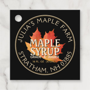 Maple Syrup Black Orange Maple Leaf Nutrition Fact Favour Tags