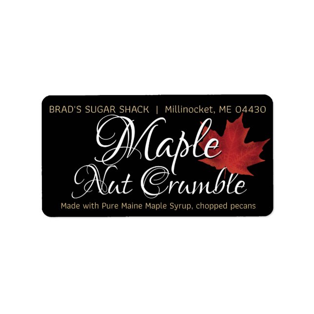 Maple Syrup Black Product Label Ingredients Leaf   (Front)