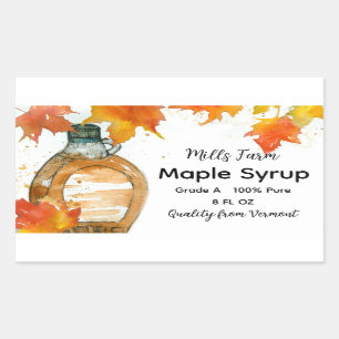 Maple Syrup Bottle Label Leaves Business Sticker