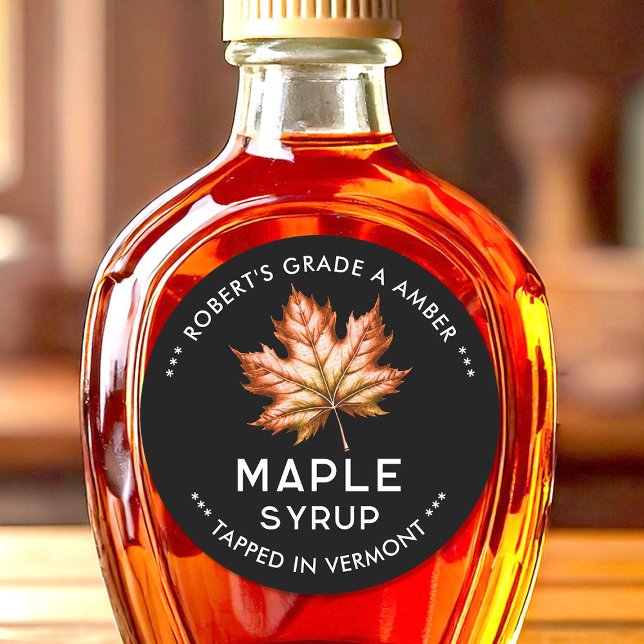 Maple syrup canning label with red leaf (Creator Uploaded)