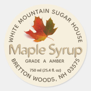 Maple Syrup Colourful Maple Leaf Custom Label