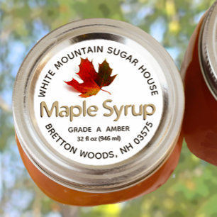 Maple Syrup Colourful Maple Leaf Custom Label