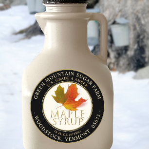 Maple Syrup Colourful Maple Leaf Dotted Border Classic Round Sticker