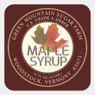 Maple Syrup Colourful Maple Leaf Dotted Border Square Sticker