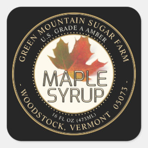 Maple Syrup Colourful Maple Leaf Dotted Border Square Sticker