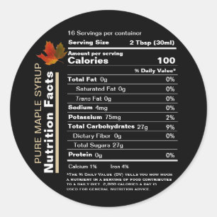Maple Syrup Editable Nutrition Facts Label