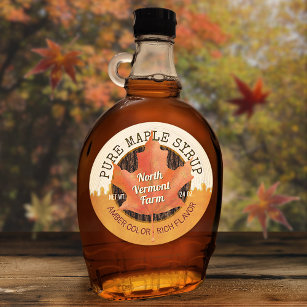 Maple Syrup Fall Leaf Custom Business Jar Labels