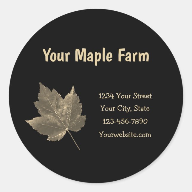 Maple Syrup Farm Beige Black Country Rustic Classic Round Sticker (Front)