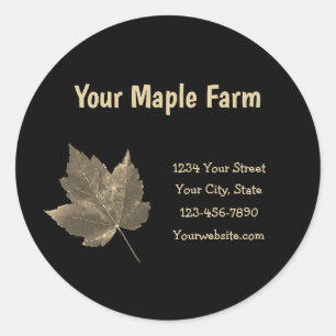 Maple Syrup Farm Beige Black Country Rustic Classic Round Sticker