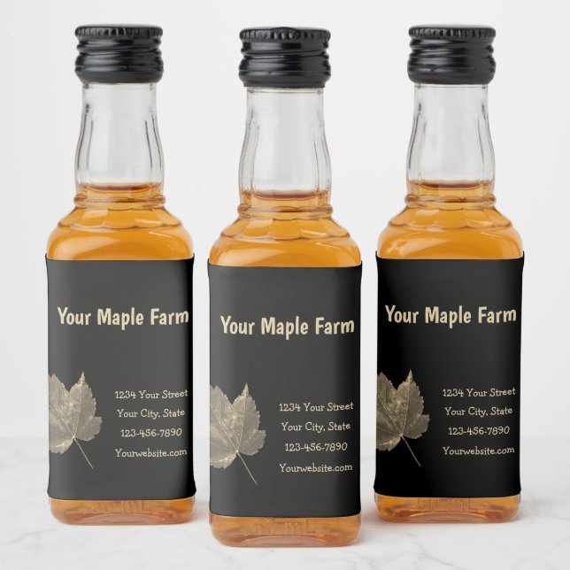 Maple Syrup Farm Beige Black Country Rustic Liquor Bottle Label (Bottles)