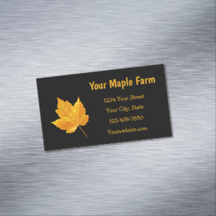 Maple Syrup Farm Gold Yellow Black Country Rustic Magnetic Business Card