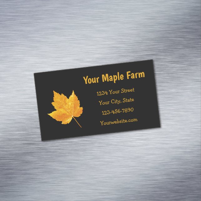 Maple Syrup Farm Gold Yellow Black Country Rustic Magnetic Business Card (In Situ)