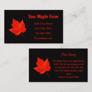 Maple Syrup Farm Red Black Country Rustic Business Card