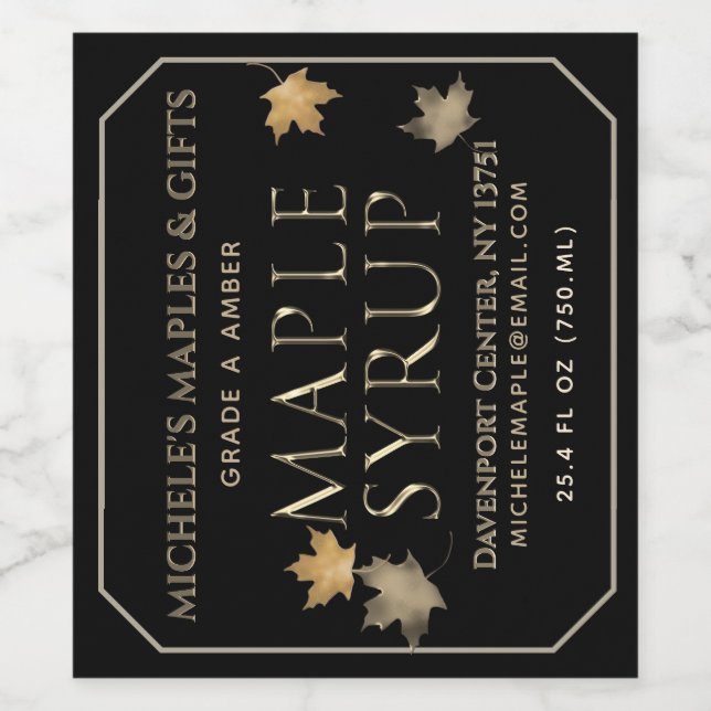 Maple Syrup Gold and Black Label (3.5" x 4") (Single Label)
