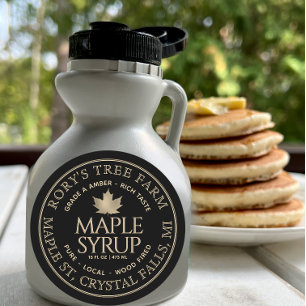 Maple Syrup Gold and Black Maple Leaf Custom Label