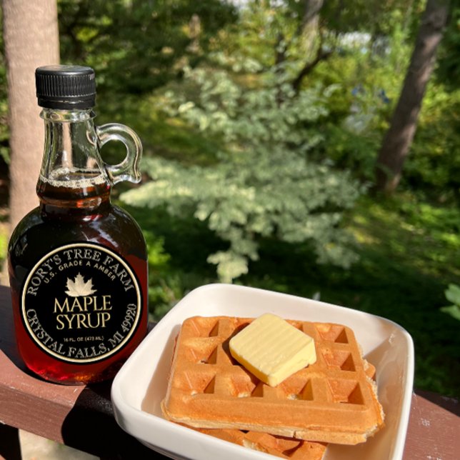 Maple Syrup Gold and Black Maple Leaf Custom Label (Creator Uploaded)