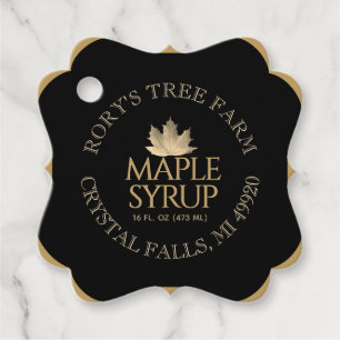 Maple Syrup Gold Maple Leaf Black Nutrition Facts Favour Tags