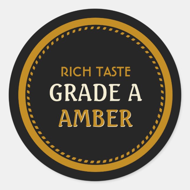 Maple Syrup Grade A Amber Black and Gold Label (Front)